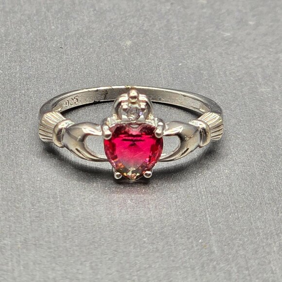 Set of 5 Sterling Silver Gemstone Rings Size 6–9 Claddagh Opal Tourmaline Quartz - Picture 4 of 13